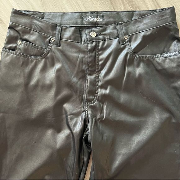 Girlfriends LA black silky patent like flare leg pants sz 15. Y2K mallgoth VNT - Picture 5 of 14